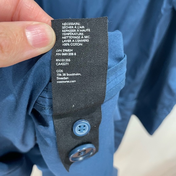 COS Blue Long Jacket with Gathered Back Size 2 - Picture 13 of 13